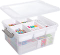 Citylife 17 QT Clear Plastic Storage Box - Removable Tray for Craft Organizers & Bead Storage