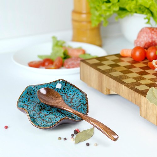 Spoon Rest for Stove Top, 5.3 Inch Ceramic Spoon Holder for Kitchen Counter, Ladle, Spatula, Coffee Spoon Rest, Modern Kitchen Decor Housewarming Thanksgiving Gift