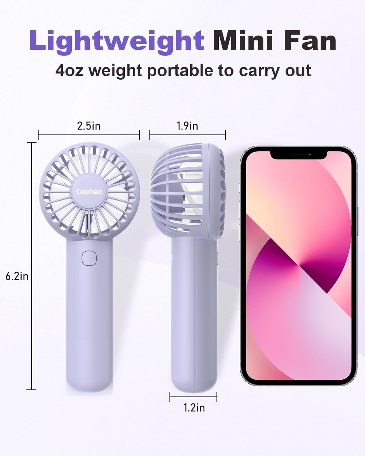 Skiennix Mini Handheld Fan - USB Rechargeable, 3-Speed Portable Design for Travel & Makeup - Purple