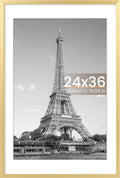 Upsimples 24x36 Gold Poster Frame - Versatile Display for 20x30 with Mat or 24x36 Without Mat