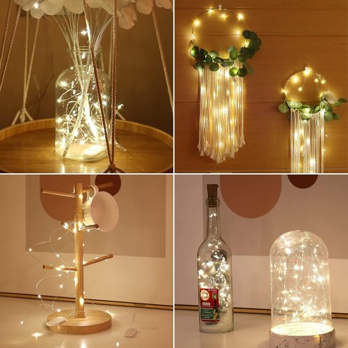 HXWEIYE Fairy Lights - 18 Pack Battery Operated 7ft 20LED Warm White Mini String Lights | Waterproof for Mason Jars, Indoor/Outdoor Decor