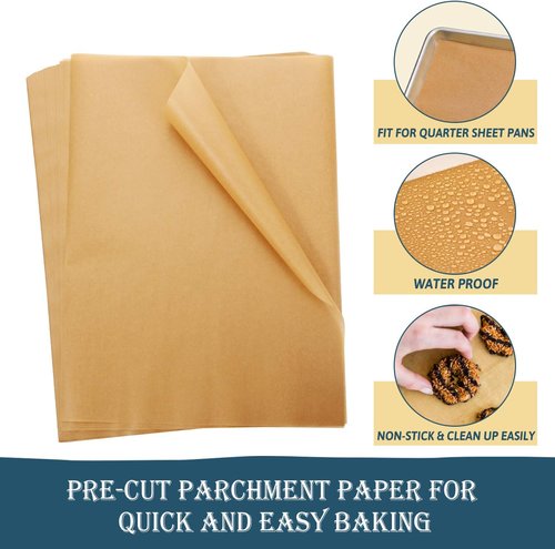 Hiware Parchment Paper Baking Sheets - 200 PCS Precut Non-Stick 9x13 IN for Baking & Cooking - Unbleached
