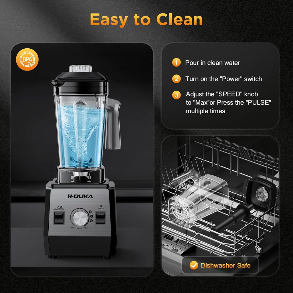 Skiennix Countertop Blender - Powerful 25,000 RPM Smoothie Maker with 64oz Pitcher | Self-Cleaning, Ice Crushing, Silver Black