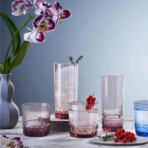 Bormioli Rocco America '20s 16.625 oz. Cooler Glasses, Lilac Rose, Set of 6