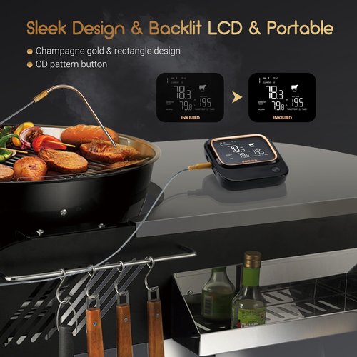 INKBIRD 5GHz/2.4GHz WiFi & Bluetooth 5.1 Meat Thermometer, 6 Probes WiFi Meat Thermometer for Smoking Grilling Wireless Meat Probe for BBQ Oven