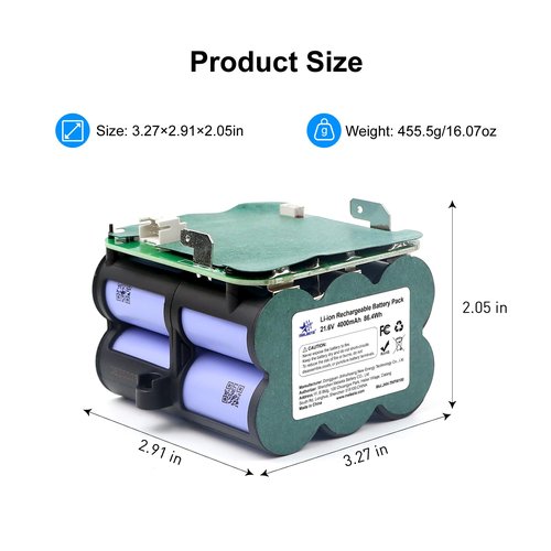 melasta Replacement Battery Suitable for Tineco S5 PRO 2 / Floor ONE S5, 21.6V 4000mAh High-Capacity Lithium Ion Battery Cordless Floor Washer Vacuum Cleaner Parts