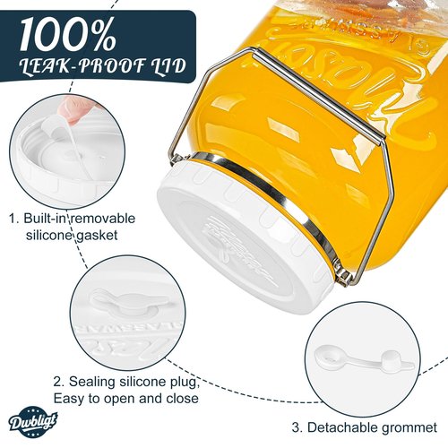 Dwbligt 2 Pack 1.5 Gallon Large Fermentation Jars with Airtight Lids & Airlocks, Wide Mouth Glass Mason Jar for Mead Making, Brewing - 100% Leak-proof Pickle jars Kimchi Container with Handles & Bases