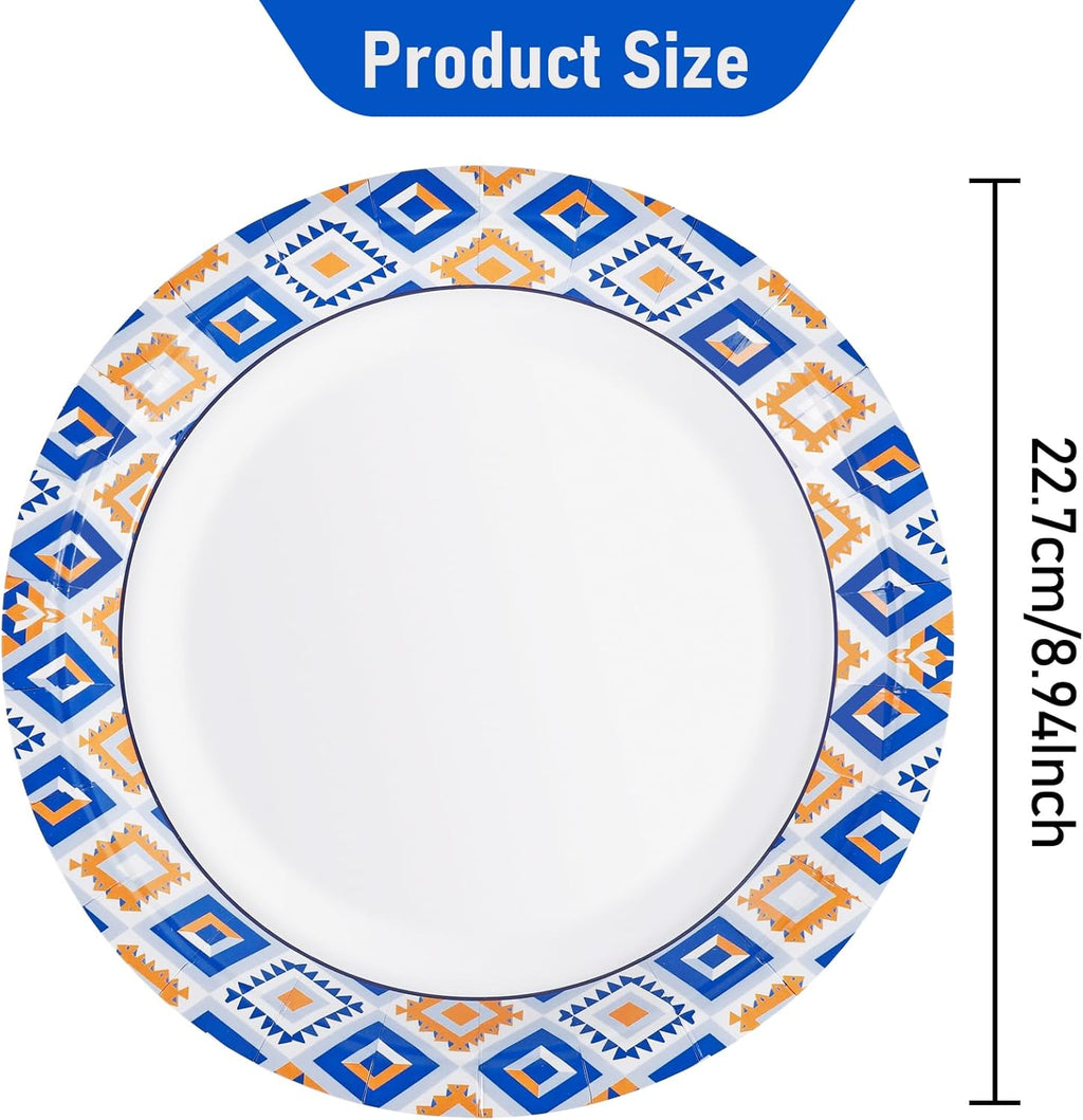 Regine Switzerland 120 PCS Disposable Paper Plates - 9 Inch Heavy Duty, Cut Proof & Soak Proof for Parties & Picnics