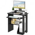 ALISENED 30" Small Computer Desk with Keyboard Tray Monitor Stand, Study Writing Desk with Storage Shelves, Modern Workstation for Small Spaces, Save Space, Black A