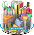 Rotating Markers Organizer - Acrylic Lazy Susan for Kids | 360° Spinning Pencil Holder with 6 Compartments