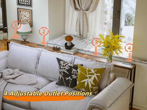FLORIHOMA 102.4" Behind Couch Table with 2 Fast Charging Stations, 7.1" Narrow Skinny Sofa Table with 4 Power Outlets, 4 USB-A, 2 USB-C for Console Entryway, Rustic Brown
