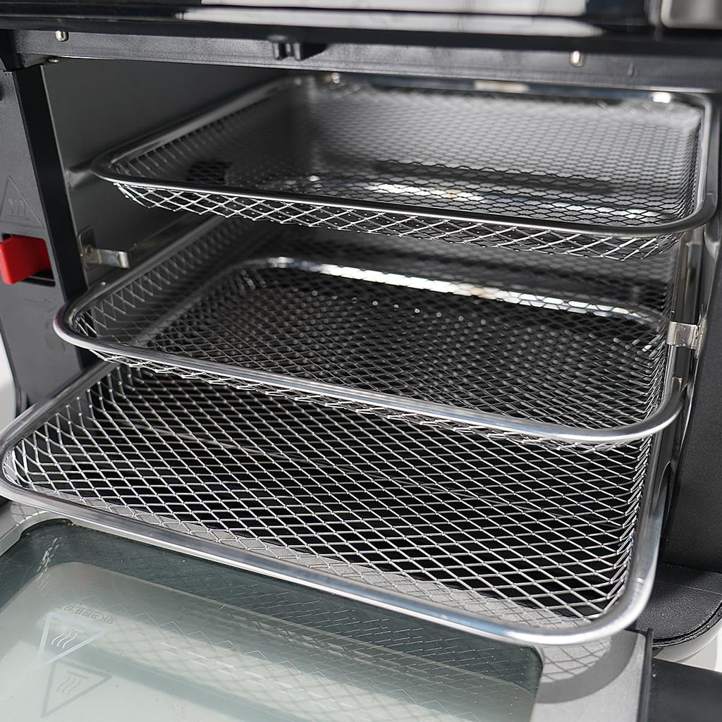 Kispog Uncoated Stainless Steel Cooking Tray Compatible with Instant Pot Vortex 10QT Only - PFAS & Teflon-Free - Dishwasher Replacement Racks, 10.2"x8.97" 3-Pack Mesh for 360 Airflow & Crisping