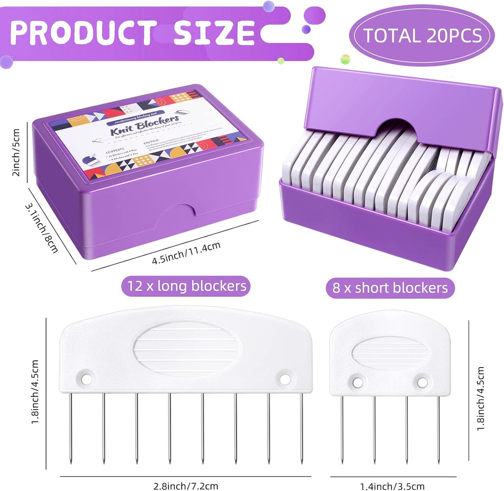 Skiennix Knit Blockers Kit - 20Pcs Blocking Combs & Pins for Knitting, Crochet, Lace Projects