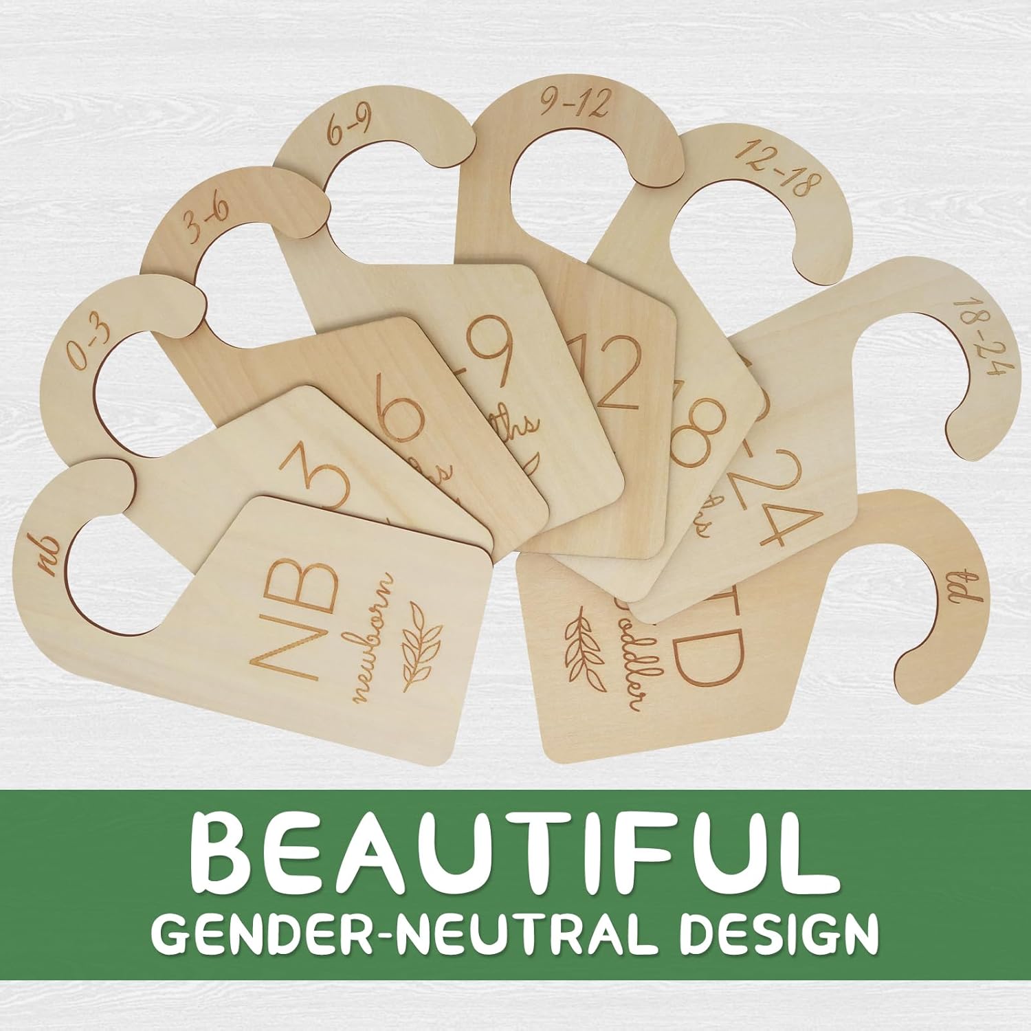 Baby Closet Dividers - Wooden Size Organizers for Newborn to Toddler Clothes | Double-Sided Gender Neutral