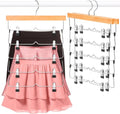 DOIOWN Skirt Hangers - Space-Saving Beechwood Design | Non-Slip Clips | 3-Pack Closet Organizer