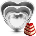 Mifoci 3 Pieces Heart Shaped Cake Pans Aluminum Cake Pans Heart Baking Mold for DIY for Kitchen Wedding Party(Silver,4，6，8 Inch)