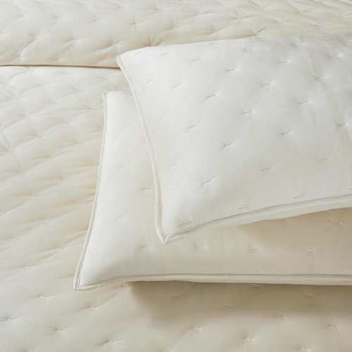 Lush Decor - Quilt Set, 3-Piece Cozy Velvet Bedding with Matching Shams, Embroidered Stitch Design (Haven Cream, King/California King)