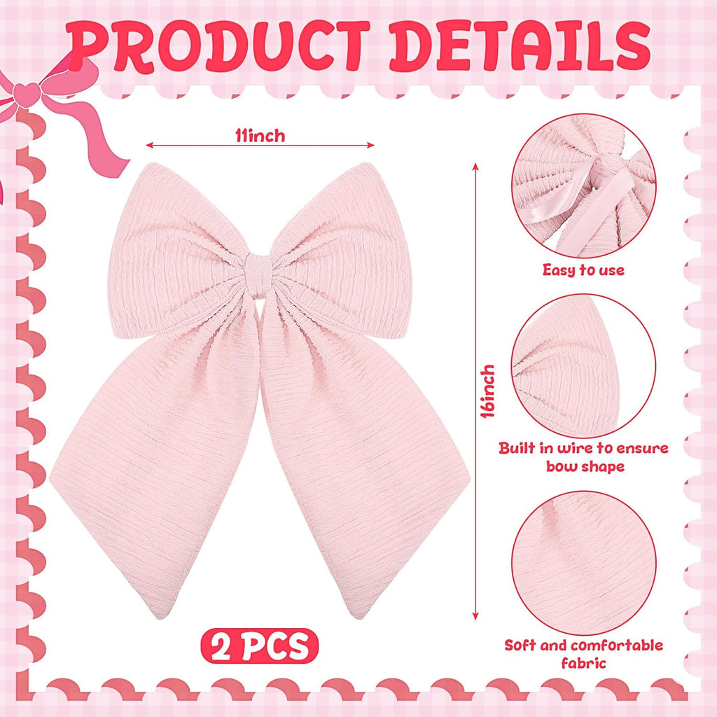 Riceshoot Large Crib Bows - 11 x 16 Inch Coquette Bow Decorations for Nursery & Infant Bassinet (Pink)
