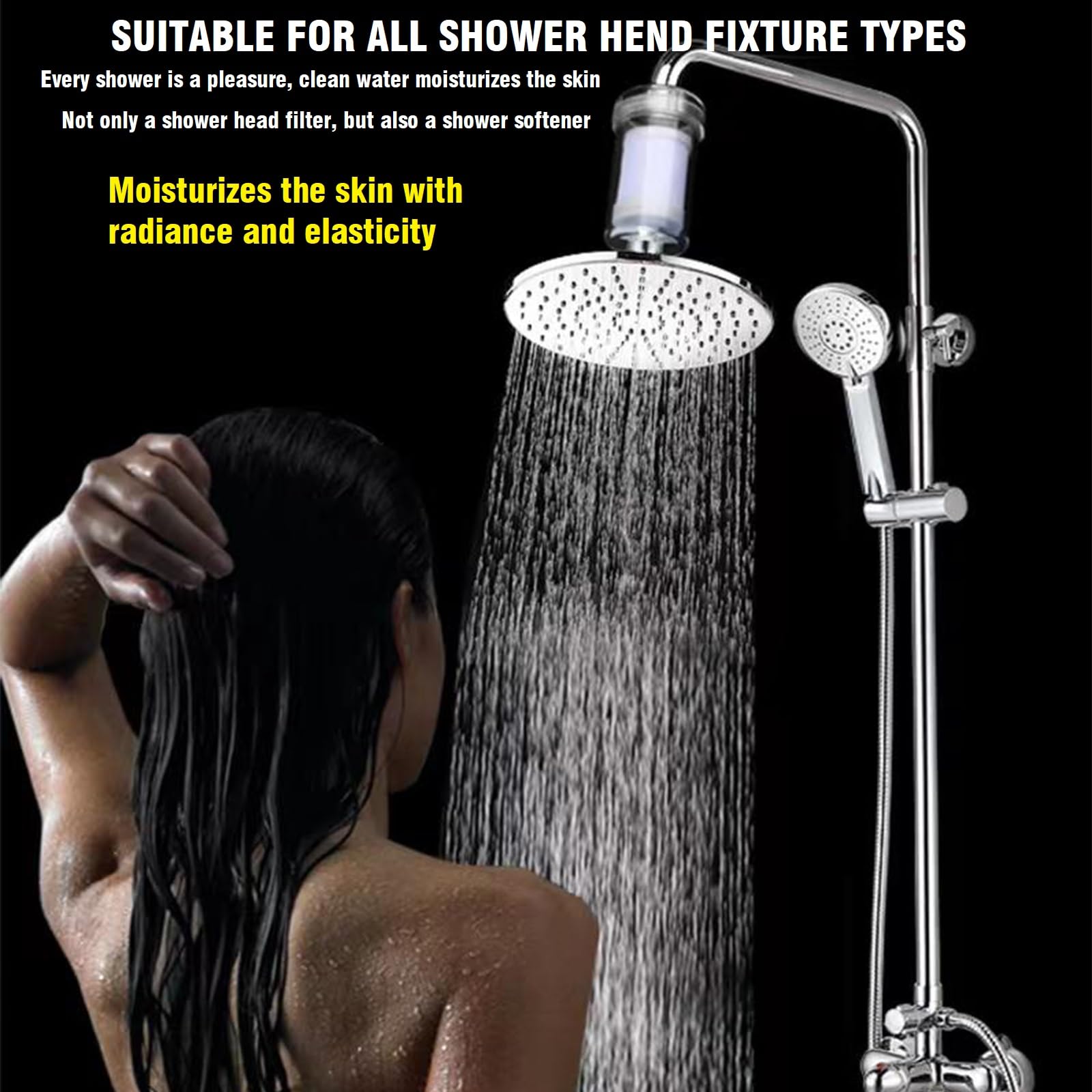 ZHYUUAX 1 Micron High Density Washing Machine Water Filter, Visible Washer Water Filter System, 99.5% Removal of Chlorine Fluoride, Heavy Metals, Odor, Impede Scale, Relieve Dry Skin ACF Shower Filter