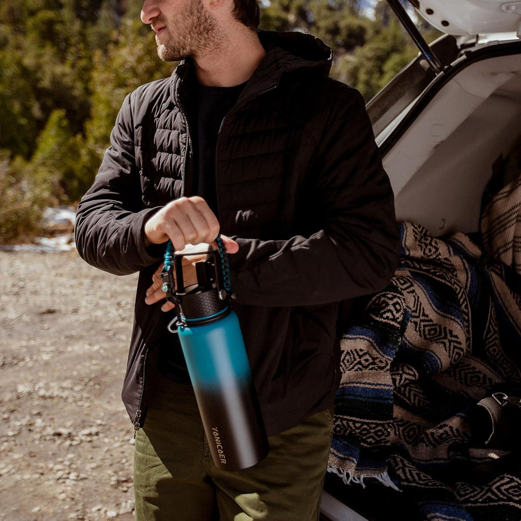 Skiennix Insulated Water Bottle - 40oz Triple Wall Vacuum Stainless Steel | Leak Proof, Non-BPA, Black
