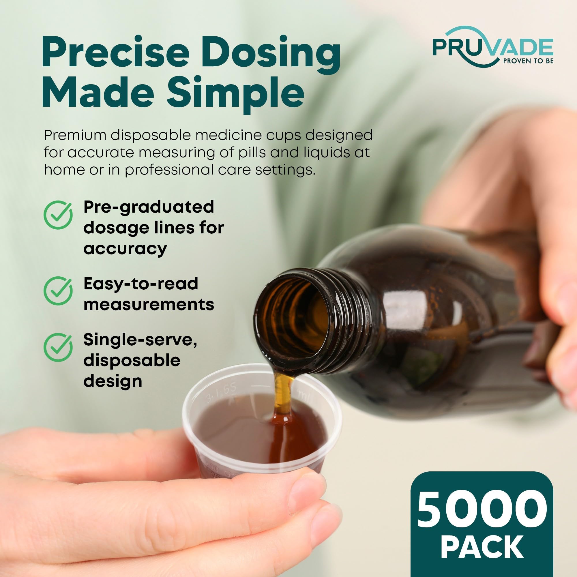 [5000 Count - 1 oz.] Pruvade Disposable Plastic Medicine Cups with Graduated Dosage Lines for Pills or Liquid, Single Serve Measuring for Home, Nurse, Hospital, Medical Care, Resin Mixing, Mouthwash