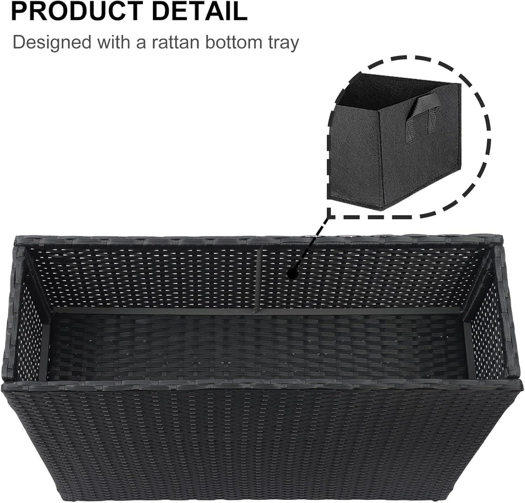 SUNNYPARK Tall Rectangular Planter - All-Weather PE Rattan for Indoor/Outdoor Use | Large Garden Box