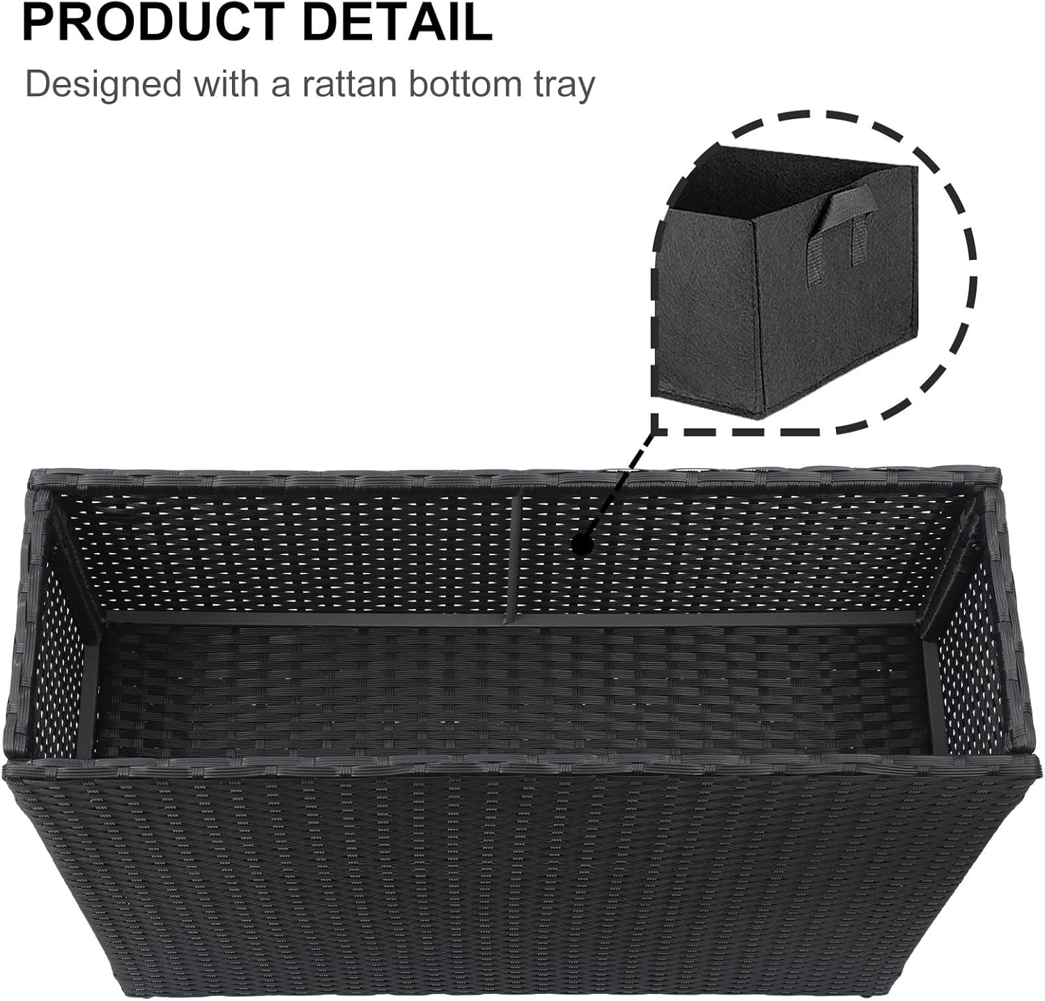SUNNYPARK Tall Rectangular Planter - All-Weather PE Rattan for Indoor/Outdoor Use | Large Garden Box