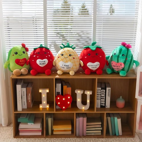Avocado Plush Toy - 17-Inch Cute Stuffed Animal with Red Heart | Soft Avocado Pillow for Valentine's Day