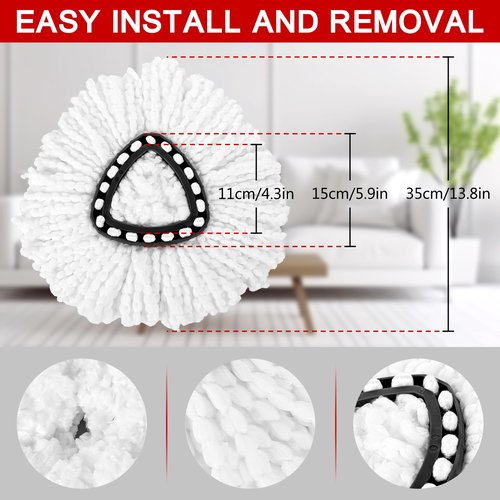 15-Pack Spin Mop Superior Replacement Heads – Compatible with O-Cedar EasyWring and Other Spin Mops, Durable and Washable Refills for Effortless Floor Cleaning - iDeaology