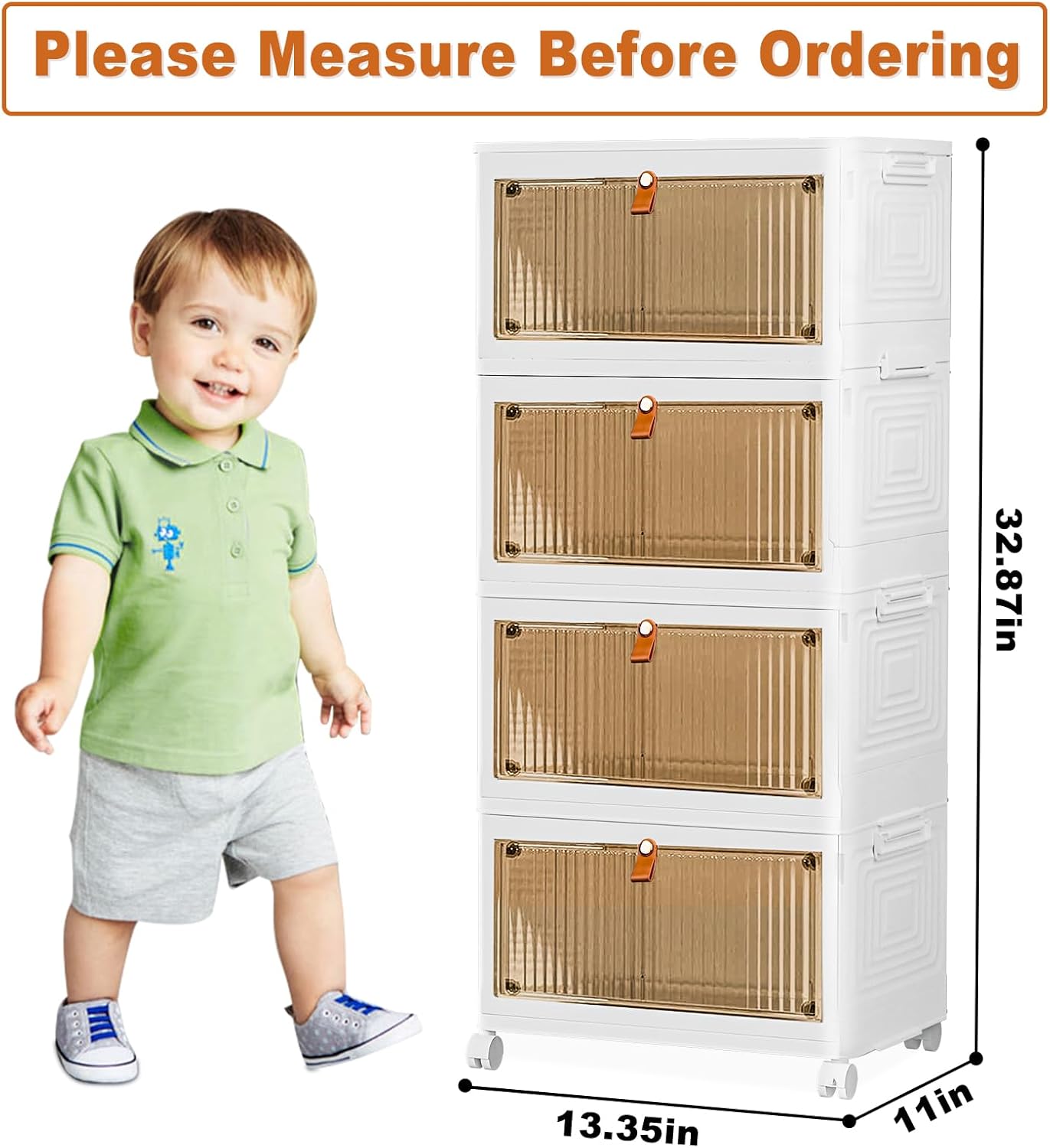Skiennix 4-Tier Stackable Storage Bins - Collapsible Closet Organizers with Lids & Wheels | 23QT