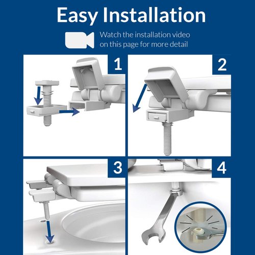 Bemis Aurora Slow Close Toilet Seat, Easy Clean Hinges and Adjustable Perfect Fit Plastic Seat, Made in USA, Elongated, White