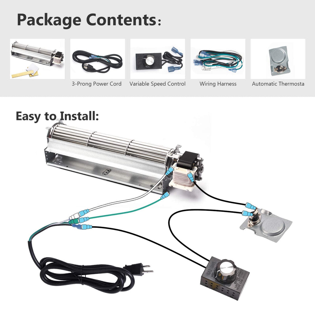 Criditpid BKT GA3650T GA3650TB GA3700T GA3700TA Fireplace Blower Fan Kit for Desa Tech, FMI, Vanguard, Comfort Glow Fireplaces Parts, Replacement GA3650 Blower Fan Kit for Astria & Vexar Fireplaces