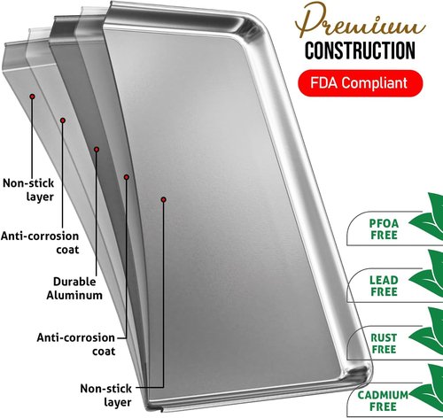 Eatex Aluminum Baking Sheet Set - Nonstick Cookie Sheets for Baking | 21” x 15” Large Pans