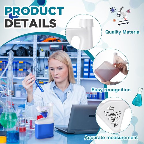 Yiyiring 8 Pcs 64 oz Measure Container Tip and Pour Measuring Chemical Containers HDPE Plastic Measuring Bottle, up to 4oz Measure Capacity
