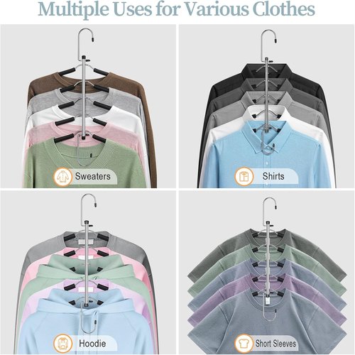 Clothes Hangers - Space-Saving Non-Slip Multi-Shirt Organizer | Foam Padded for Closet - 2 Pack