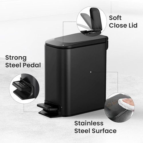 Cesun Toilet Brush and Holder Set | 1.6 Gallon Trash Can for Effortless Bathroom Cleaning