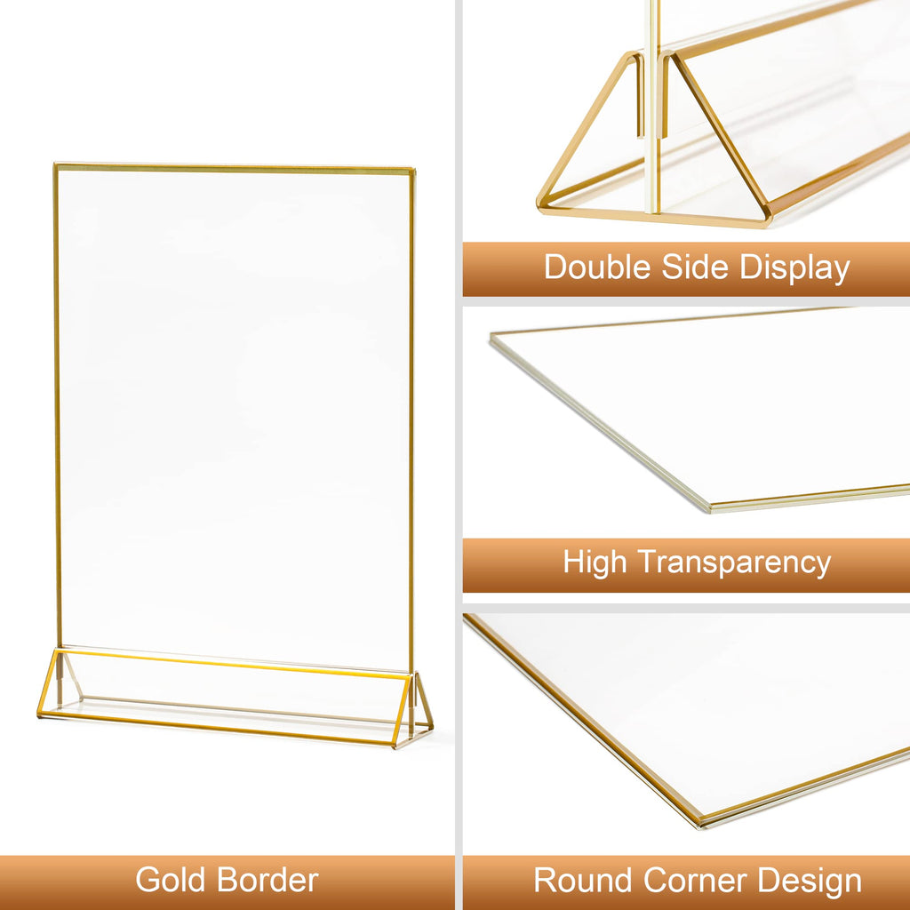 tuoletu VORIOB 4Pack 8.5x11 Gold Picture Frame Acrylic Sign Holder,Wedding Signs Table Numbers Menu Holders