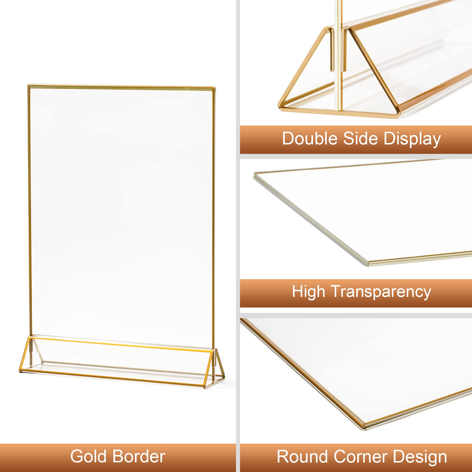 tuoletu VORIOB 4Pack 8.5x11 Gold Picture Frame Acrylic Sign Holder,Wedding Signs Table Numbers Menu Holders