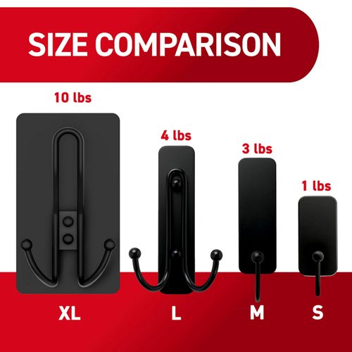 Command X-Large Matte Black Triple Hook, 2 Hooks, 6 Strips, Damage-Free Hanging with Adhesive Strips, No Tools Wall Hook for Hanging Decorations in Living Spaces