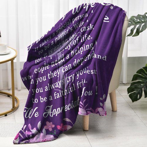Pastor's Wife Appreciation Gifts, Thank You Gift Throw Blanket, Religious,Christian,Birthday,Christmas,Appreciation Day Presents for Pastor Wife, for Bed Soft 60"x 50"