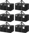 Skiennix Extra Heavy Duty Large Moving Bags - Strong Zipper & Comfortable Handles | 6 Pack, Black
