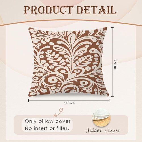 SPBL&L Mexican Pillow Covers 18x18, Mexican Home Decor,Talavera Decor, Mexican Gifts for Women, Spanish Style Terracotta Burnt Orange Throw Pillow Covers, Set of 2