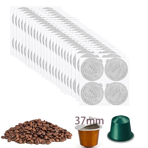 200Pcs 37mm Aluminum Espresso Foils Lids, Seals-Reuse Capsules Coffee Pods, Compatible with Nespresso Original Line Machines, Reuse Coffee Pods Cover Seals