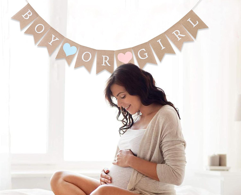 Rustic Burlap Banner by Boy or Girl | Charming Gender Reveal Decor for Baby Showers