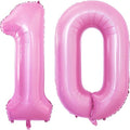 GOER Jumbo Number 10 Balloons - 42 Inch Light Pink Foil Helium Balloons for 10th Birthday & Anniversary