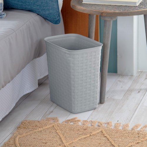 Sterilite 3.4 Gallon Weave Wastebasket, Small, Decorative Trash Can for the Bathroom, Bedroom, Dorm Room, or Office, Gray, 6-Pack
