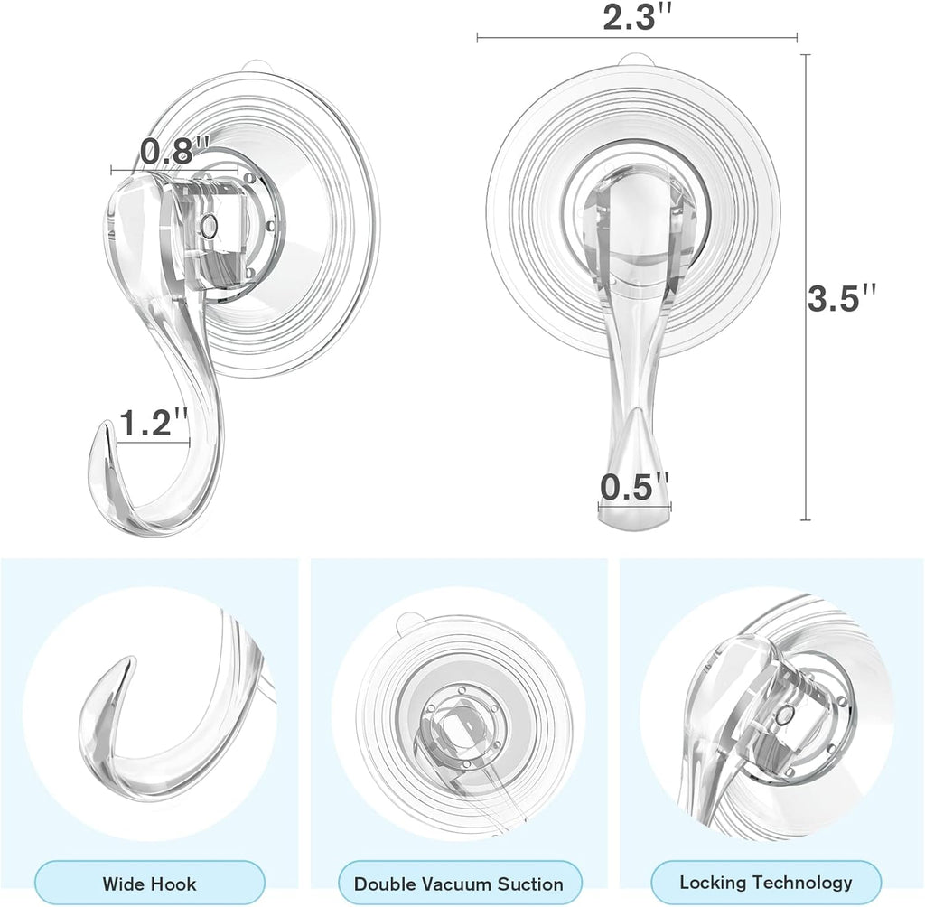VIS'V Suction Cup Hooks Bundle - Large & Small Hooks for Strong, Versatile Hanging Solutions