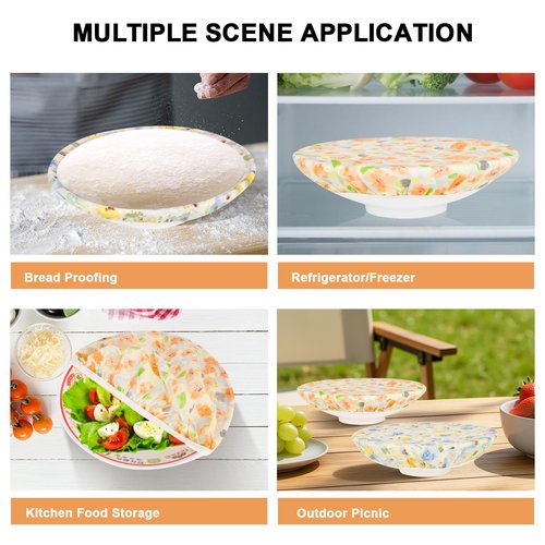 BERBAM Reusable Bowl Covers for Bread Proofing（2 Large）- Cotton Beeswax Bowl Covers Reusable with Elastic Rim, Sourdough Bowl Cover for Food Storage and Food Preservation (10INCH)