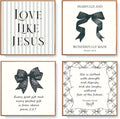 LARTSFRO Coquette Black Bow Wall Art Decor - Inspirational Christian Posters | Set of 4 Unframed 10x10 Inch Pictures for Teen Girls