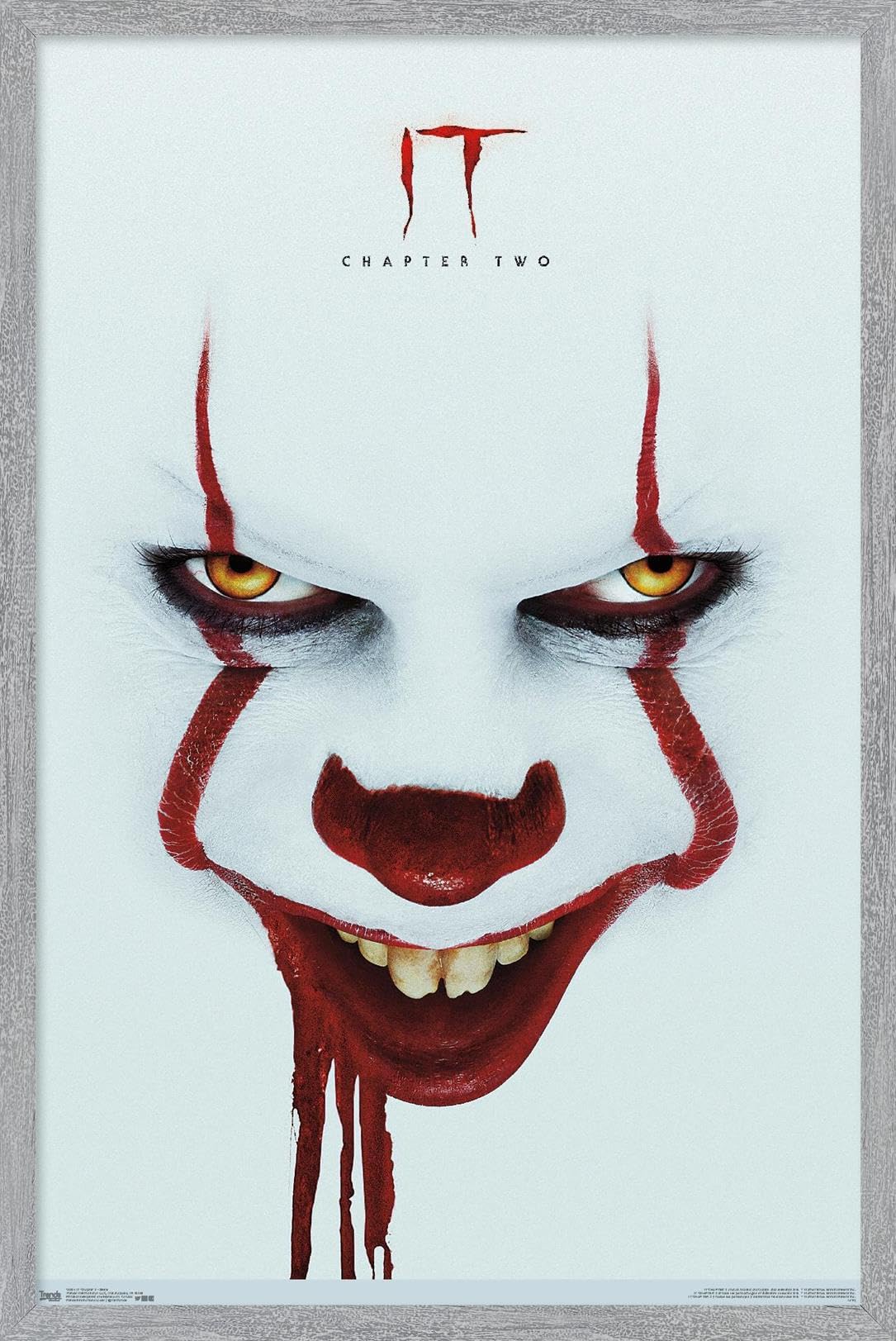 IT: Chapter 2 - Smile One Sheet Wall Poster, 22.4L" x 14.7W", Gray Framed Version